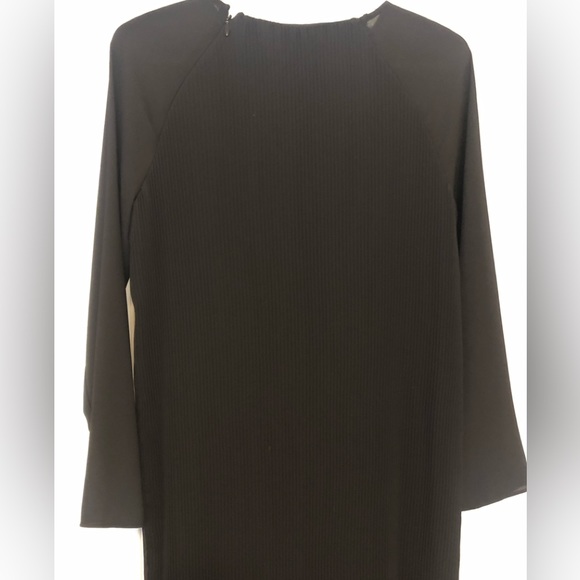 SPECIAL! Black vertical pleated textured midi dress, XS, fits like S - Picture 4 of 5